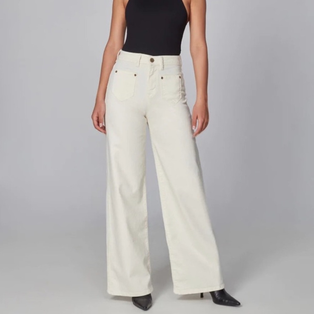LOLA JEANS Milan High Rise‎ Wide Leg Jeans ivory Women’s SIZE 31